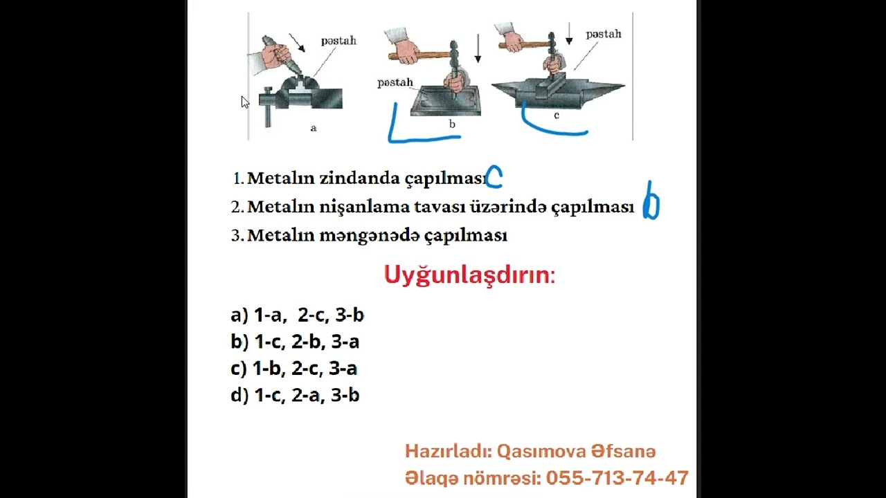 Texnologiya test izahı. Şəkilli sualların izahı. Düsturların izahı