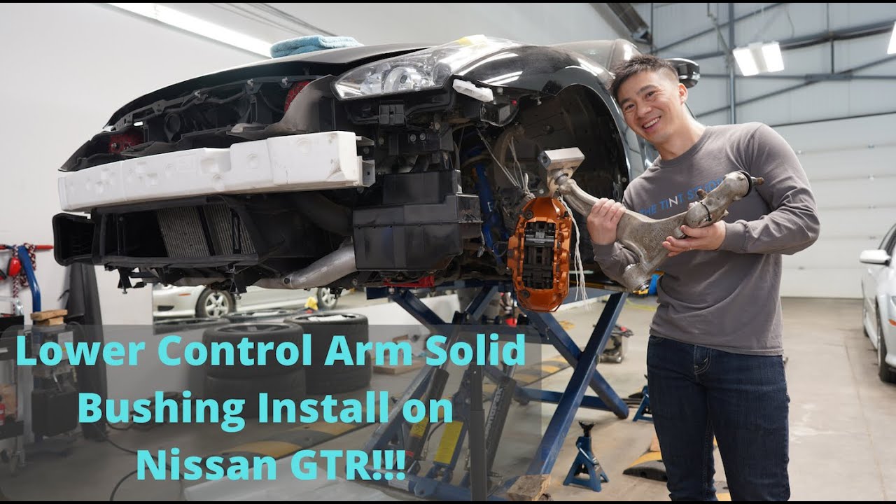 Установка цельной втулки SPL для передних нижних рычагов подвески на GTR!