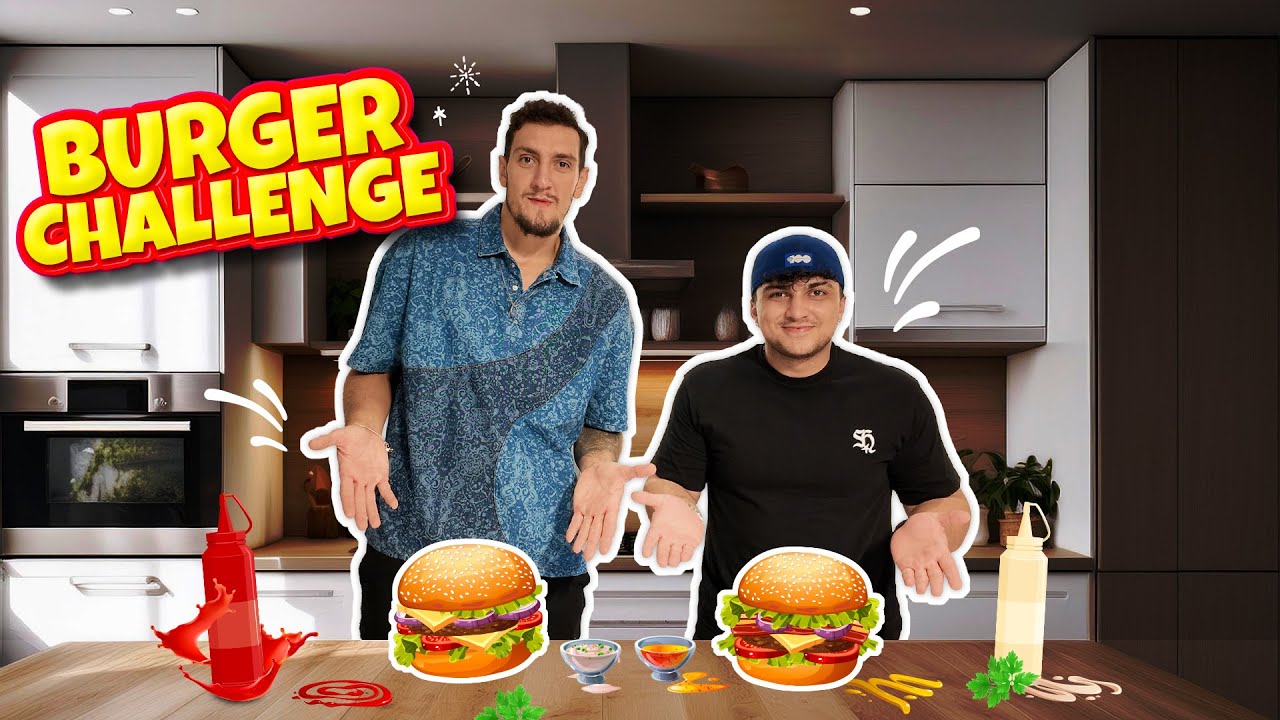 BURGER CHALLENGE🍔😋 w/@GorilFaruk - ENTERESAN MALZEMELERLE KENDİ BURGERİMİZİ HAZIRLADIK😅