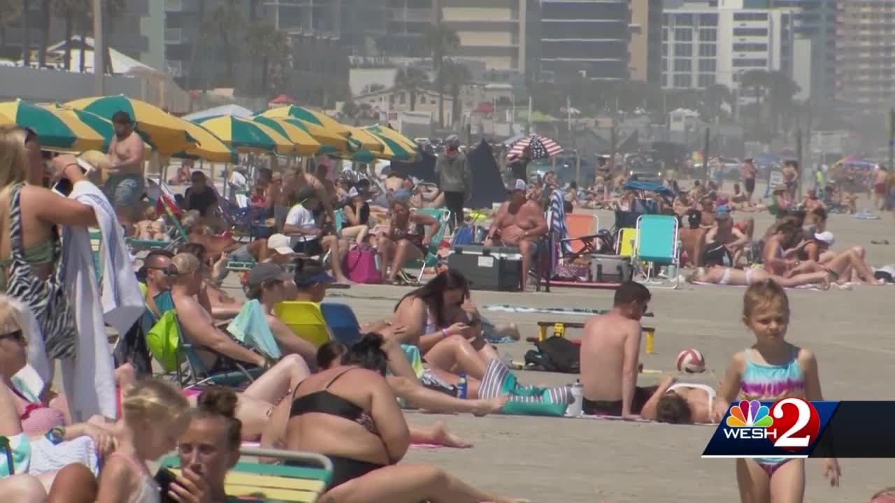 Spring Breakers enjoying fun and sun at Daytona Beach