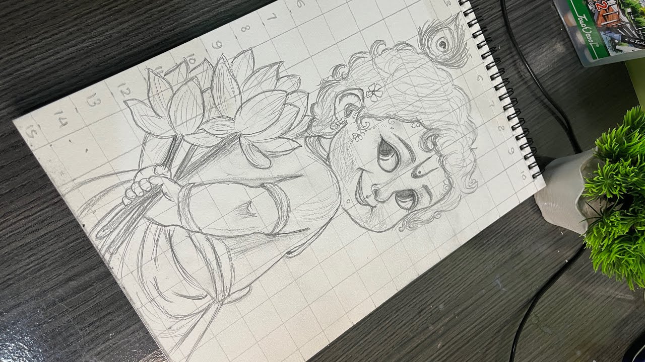 How to draw cute little Kanha ji step by step 🥰#viralvideo #youtubevideo #lord #krishna #art #viral 