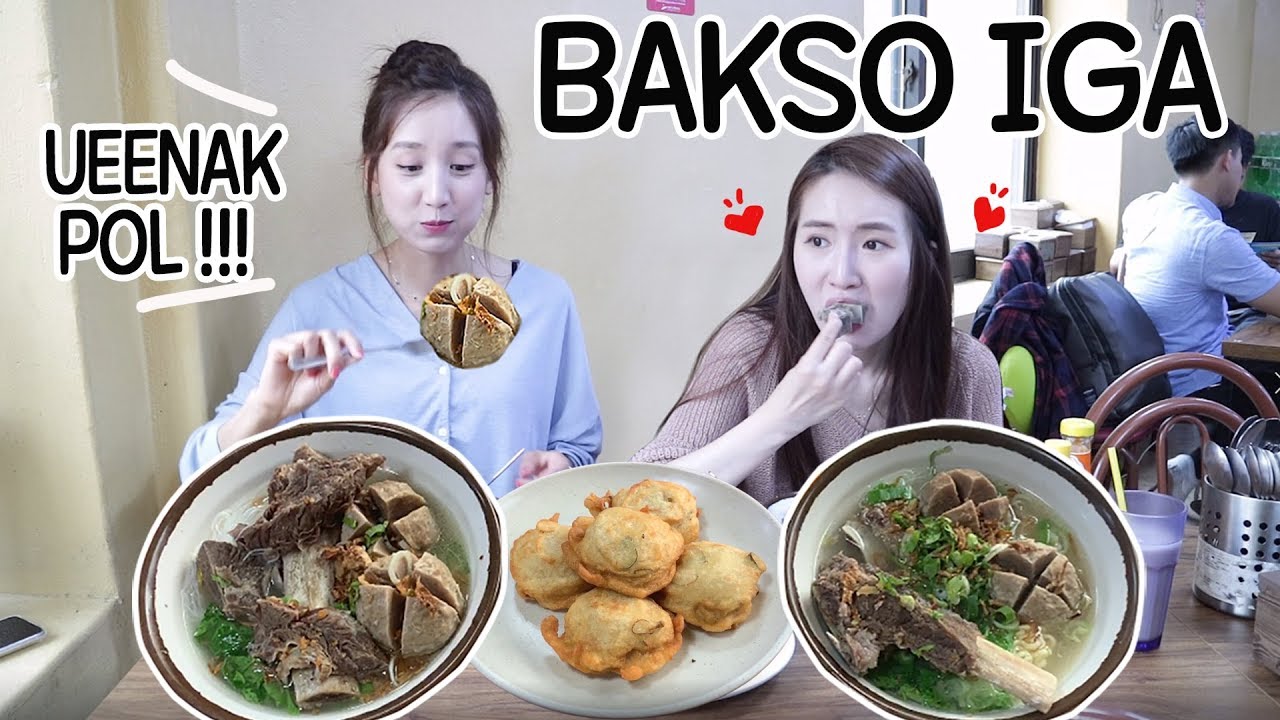 REAKSI CEWEK KOREA PERTAMA MAKAN BAKSO/MUKBANG BAKSO IGA/인도네시아 박소 맛집