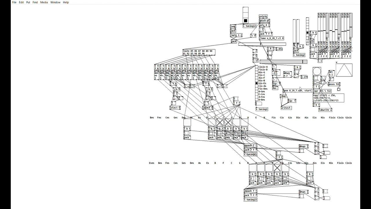 Pure Data Patch for Just Intonation - J.S.Bach's Fuga a 3 Soggetti (exerpt) (BWV 1080)