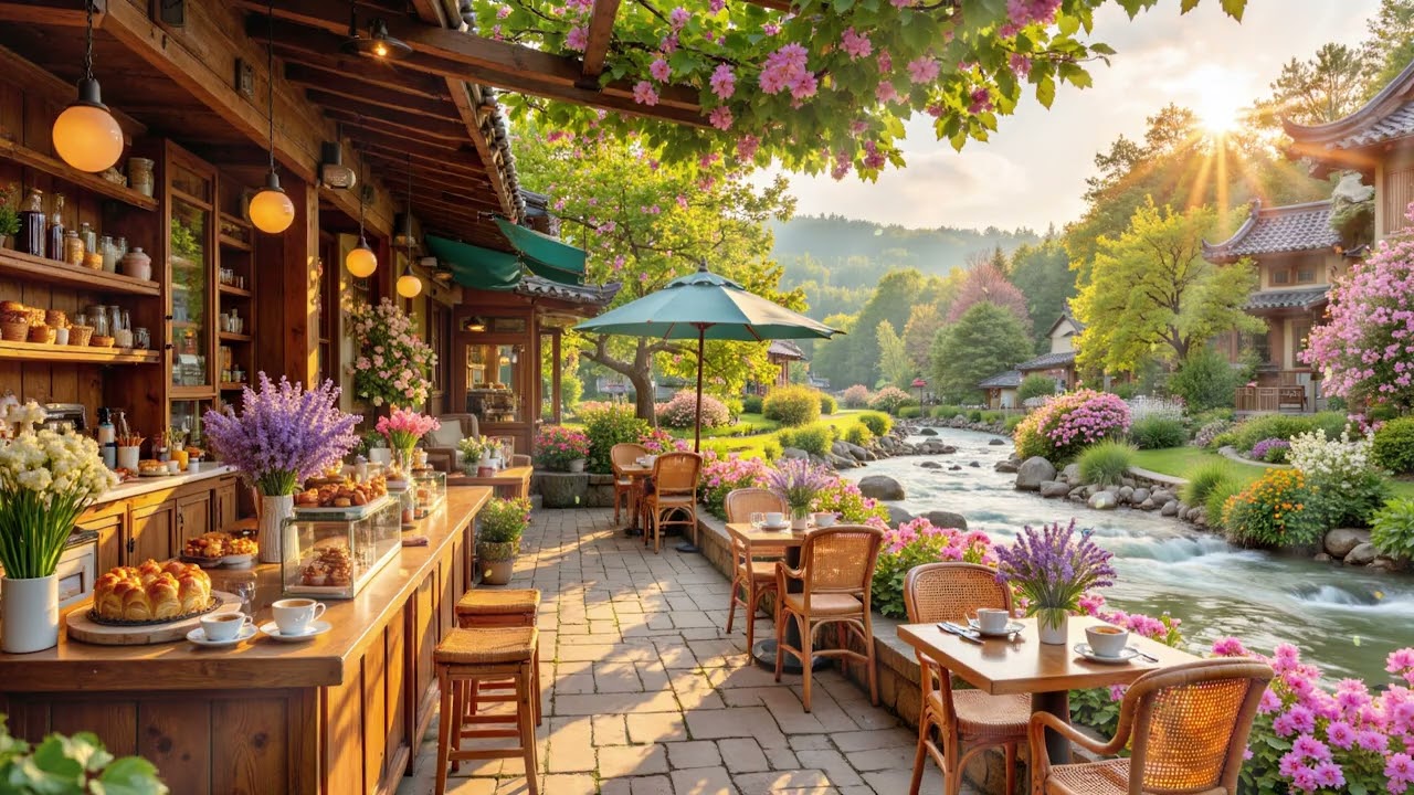 Spring Morning Jazz Café Vibes 🌿 Cozy Riverside Jazz Music for Work, Study & Calm Mornings