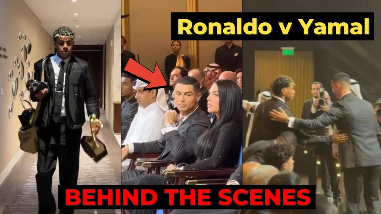 Ronaldo REACTION to Lamine Yamal and funny moment with his wife at Globe Soccer 2025