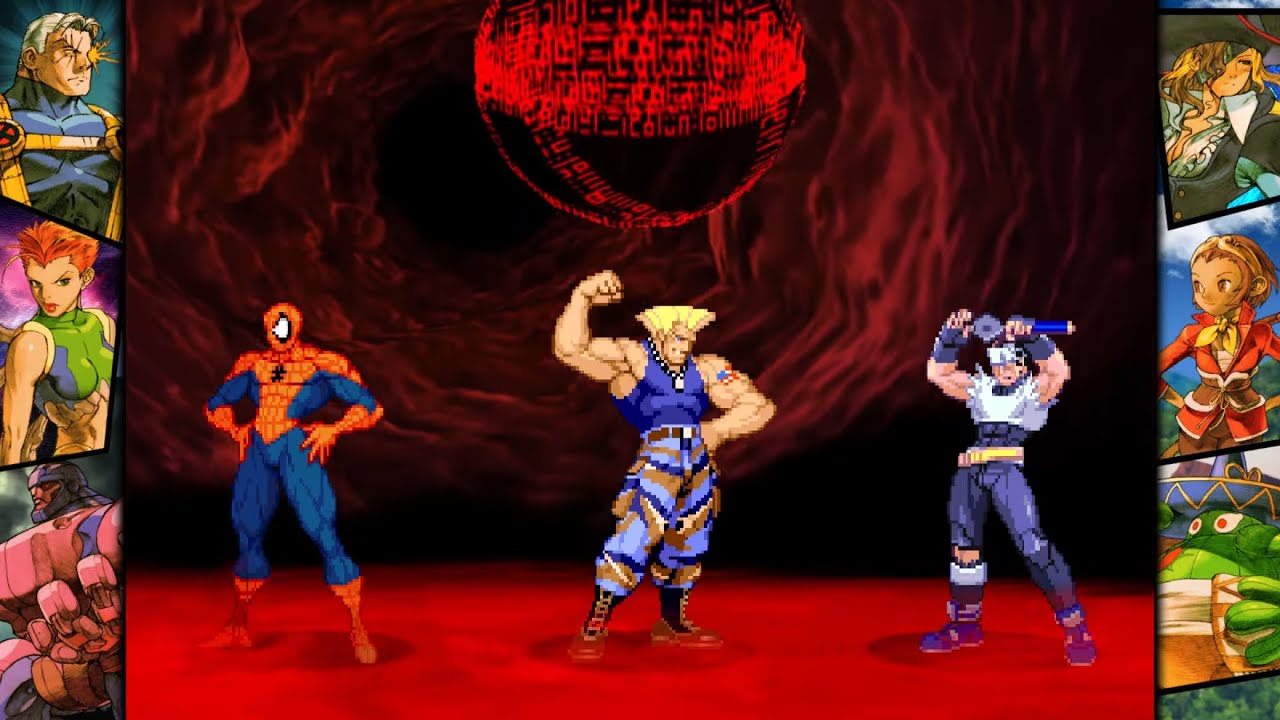Marvel vs Capcom 2: Spider-Man, Guile, and Hayato arcade playthrough
