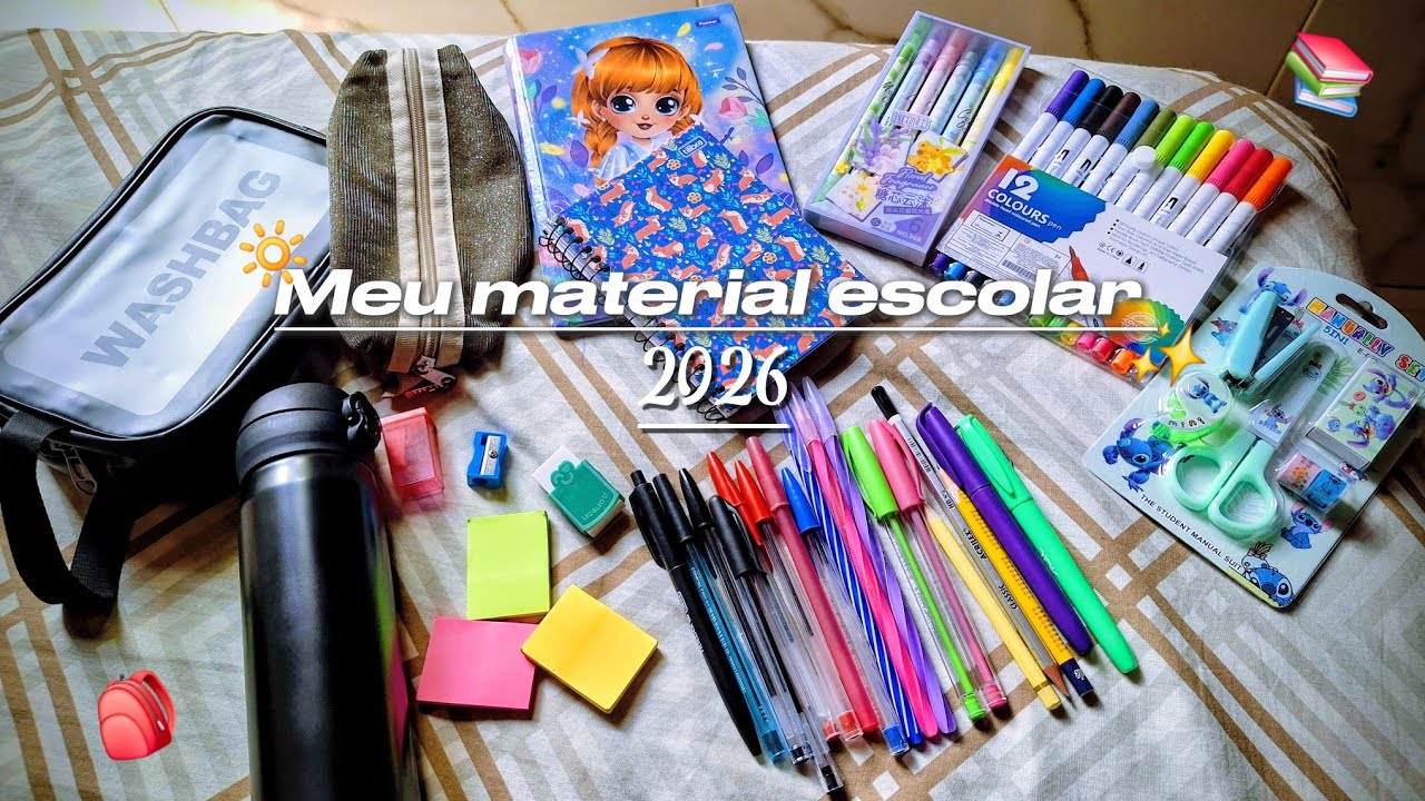 Meu material escolar 2026 ( #faculdade, 📚🎒🔆✨️)