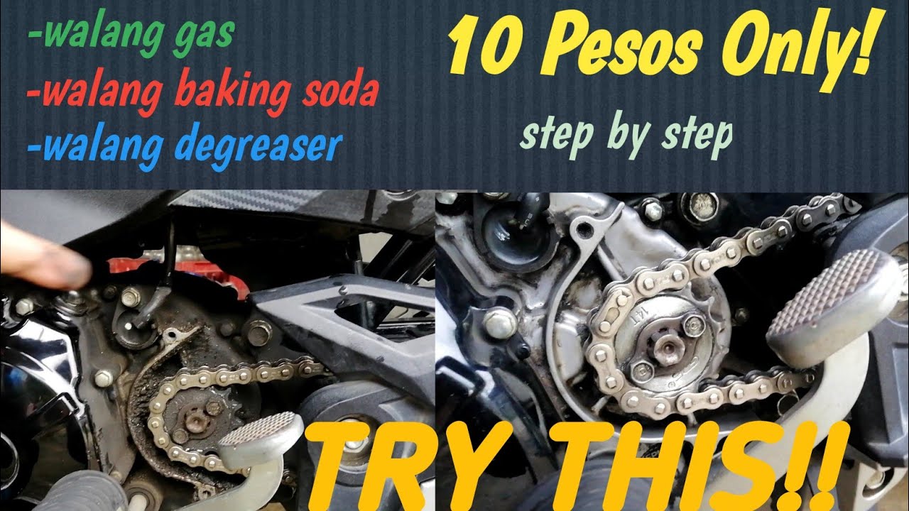 How to Clean motor Chain and Sprocket in 10 pesos only l  DIY cleaning  l