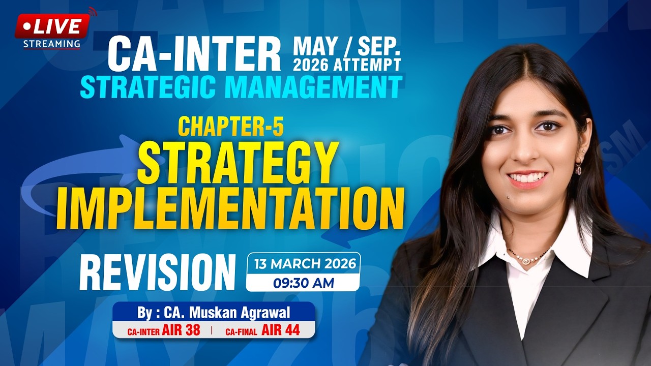 CA Inter SM Ch- 5 Revision | ICAI May / Sept 2026 | Chapter 5: Strategy Implementation | SM Series