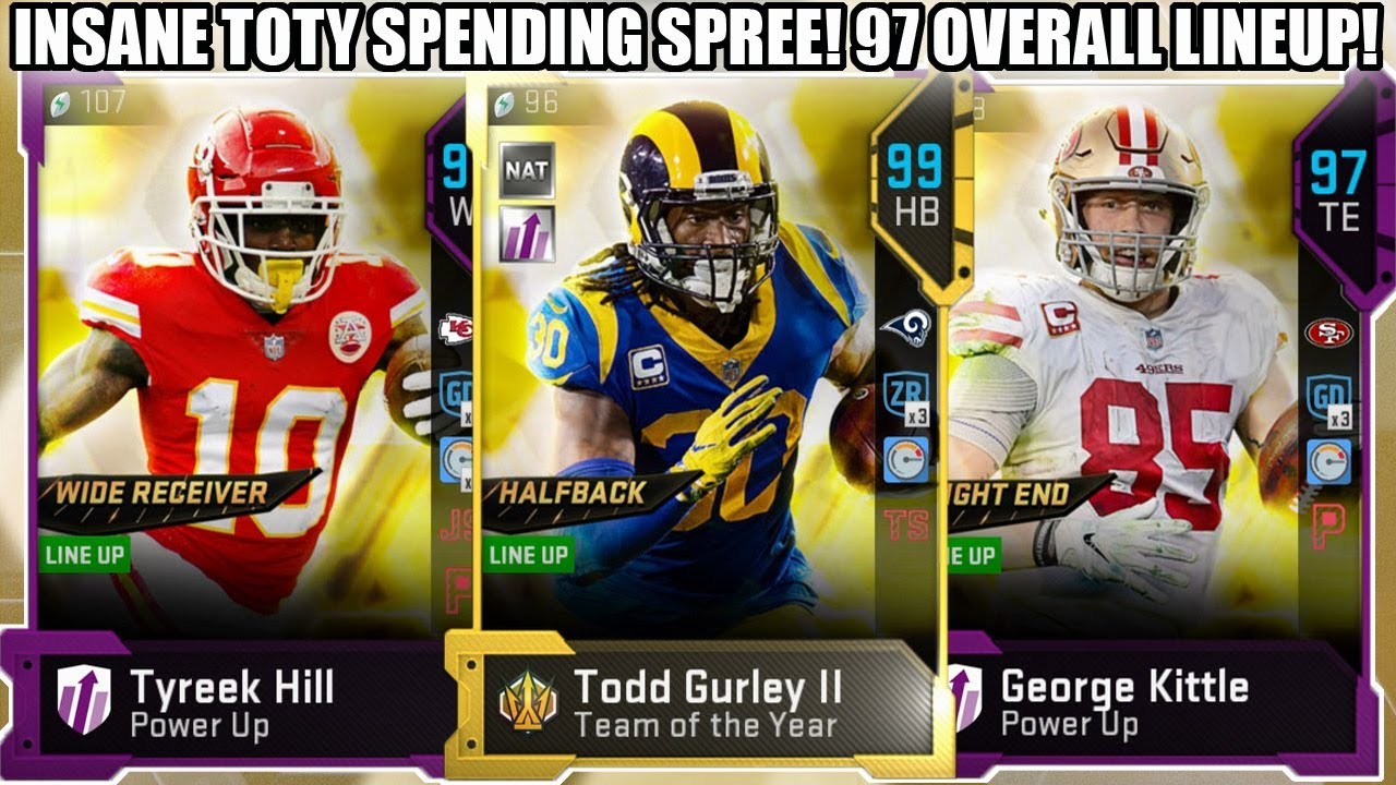 INSANE TOTY SPENDING SPREE! TONS OF BIG PICKUPS! 97 OVERALL LINEUP! | MADDEN 19 ULTIMATE TEAM