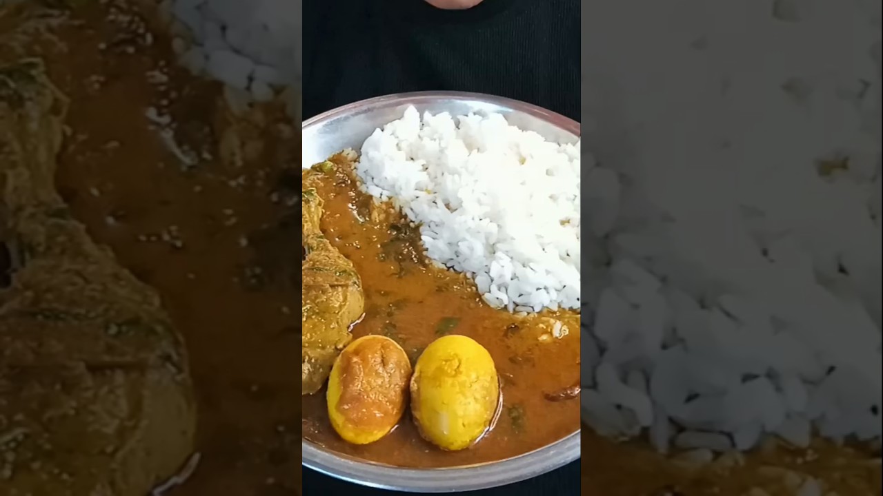 asmr spicy whole chicken legpiece masala curry egg masala with rice