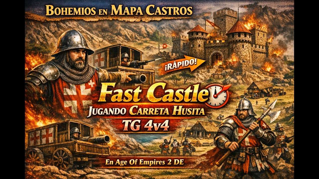 Age Of Empires 2 Multiplayer Gameplay Partida Ranked 4v4 Mapa Castros ganando con Bohemios