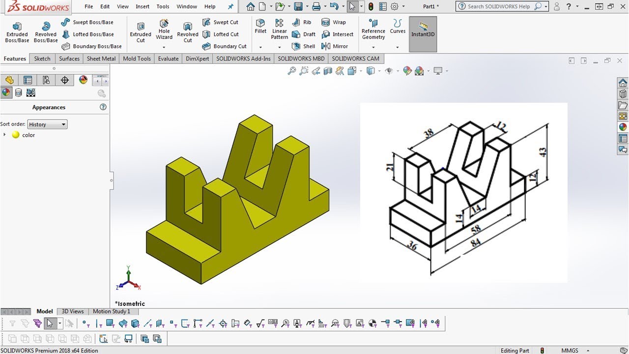 SolidWorks Tutorial for beginners Exercise 11  - simple steps