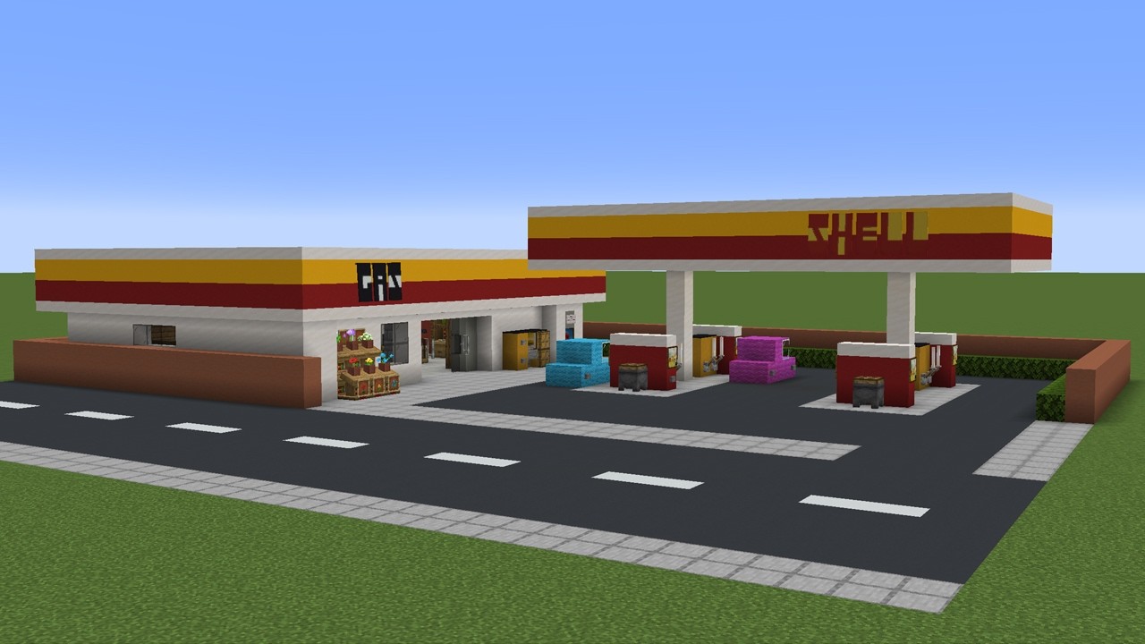 How to Build a Shell Gas Station In Minecraft 