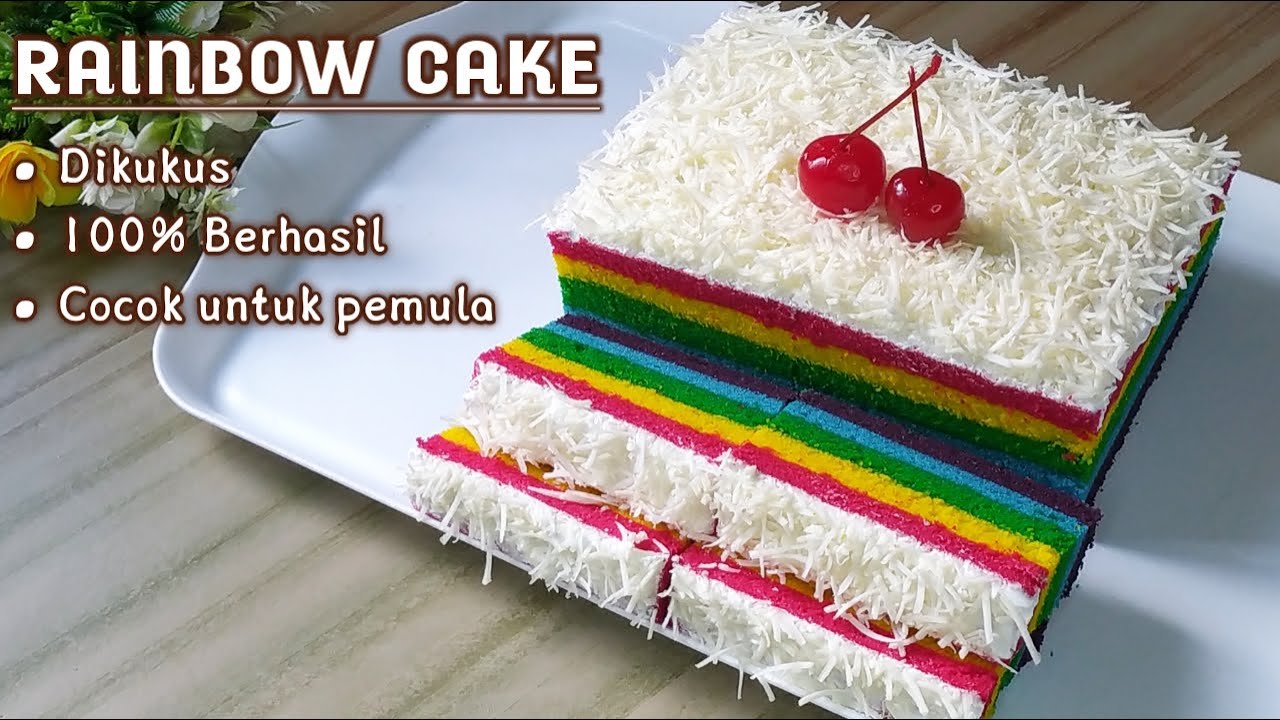 RESEP RAINBOW CAKE KUKUS Super Lembut || (100% Berhasil) Cocok Untuk Pemula