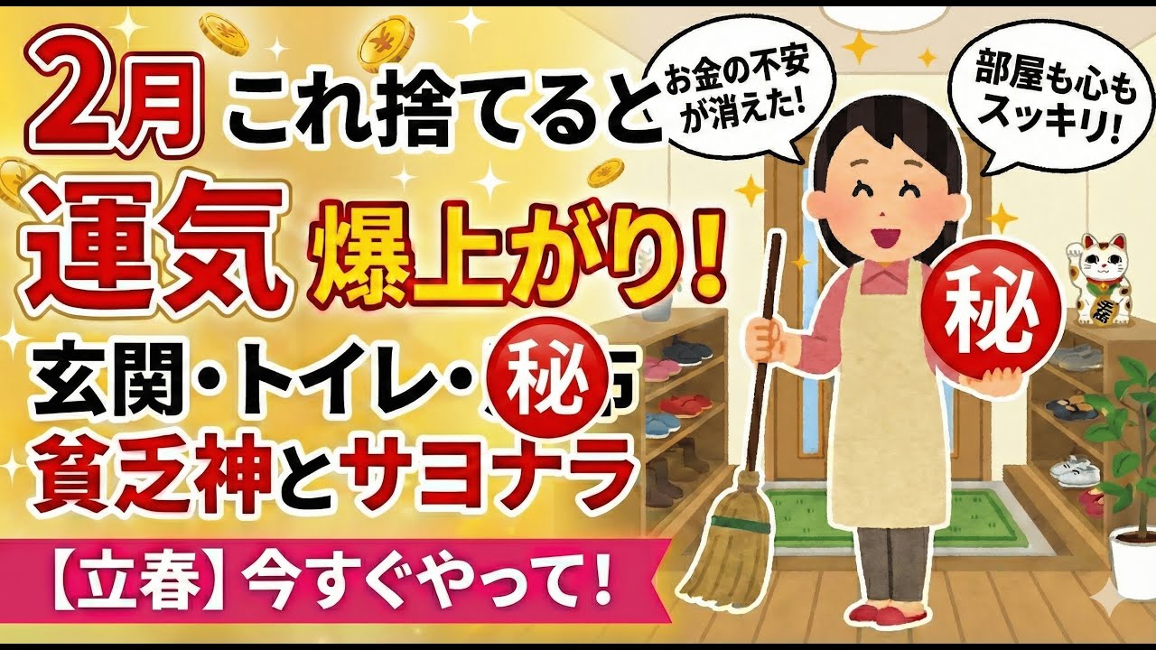 2ch掃除まとめ‼【2月立春ど真ん中】これ捨てたら人生激変!?貧乏神を追い出す「マル秘」掃除術【運気爆上がり】【有益】
