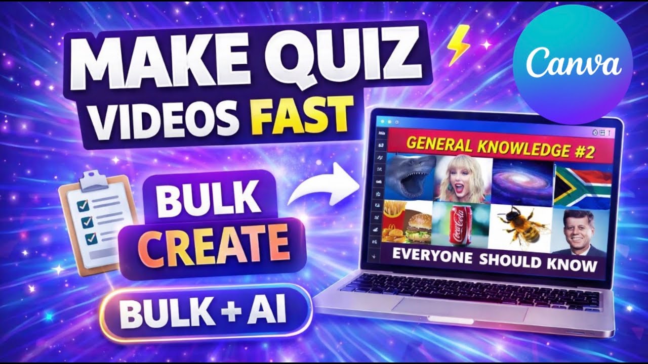 How to Create Quiz Videos FAST | Canva AI Quiz Maker Tutorial 2026