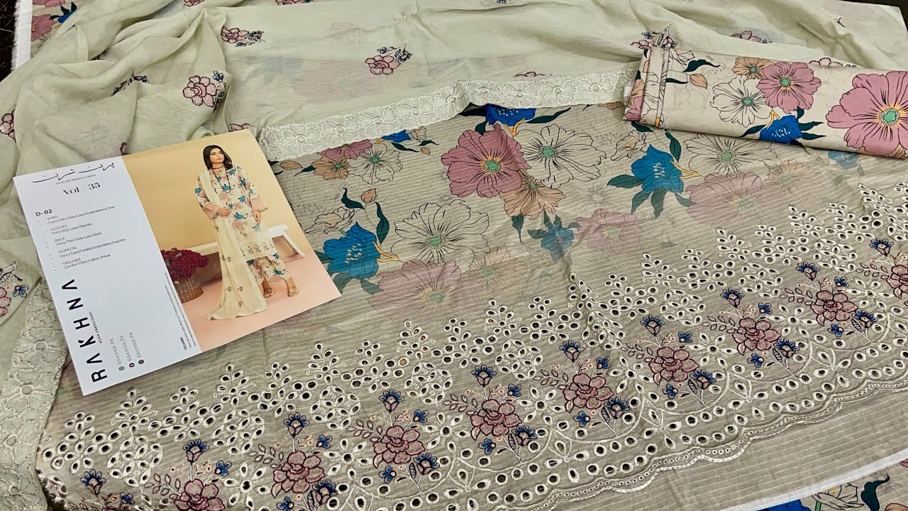 Rakhna Eid Collection | Lexury Lawn Printed Embroidered With Chiffon Embroidered Duppata 