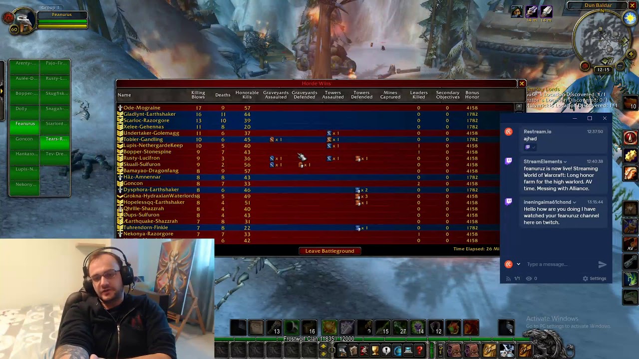 4158 honor Horde victory in AV (WoW classic)