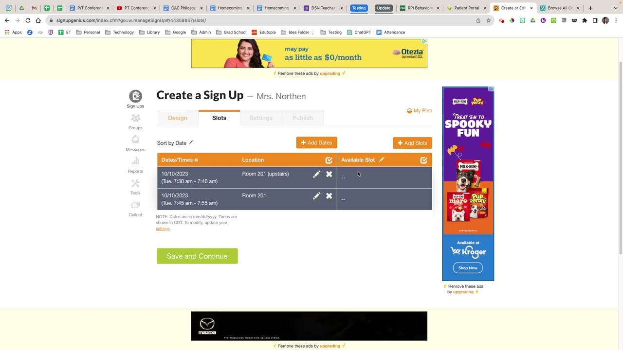 Create a SignUp Genius for Parent Teacher Conferences