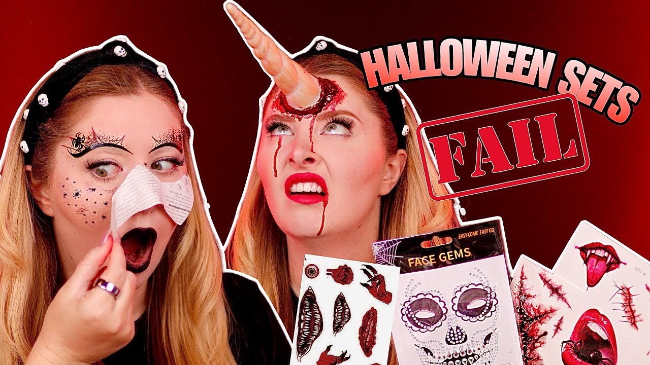 Ich teste BILLIGE Halloween Sets 💰👻🎃 blutige Tattoos, Einhorn & Sommersprossen?! 😱