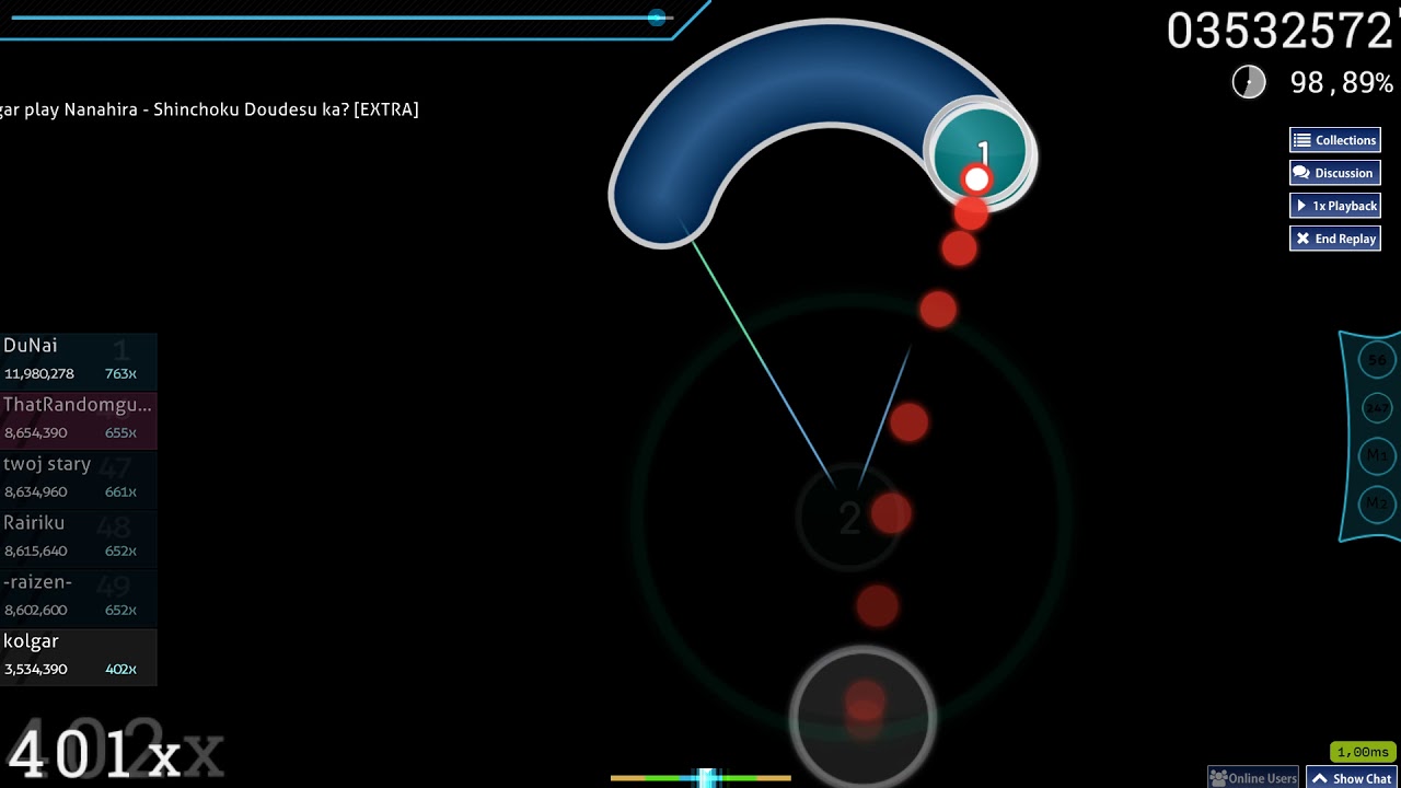 [Osu!] Nanahira - Shinchoku Doudesu ka? [Extra] nomod S rank 663x 1xSB (kolgar)