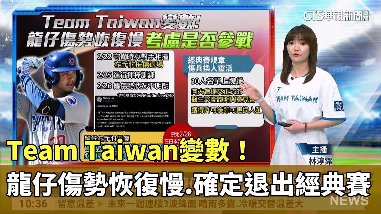 Team Taiwan變數！龍仔傷勢恢復慢　確定退出經典賽｜華視新聞 20260226 @CtsTw