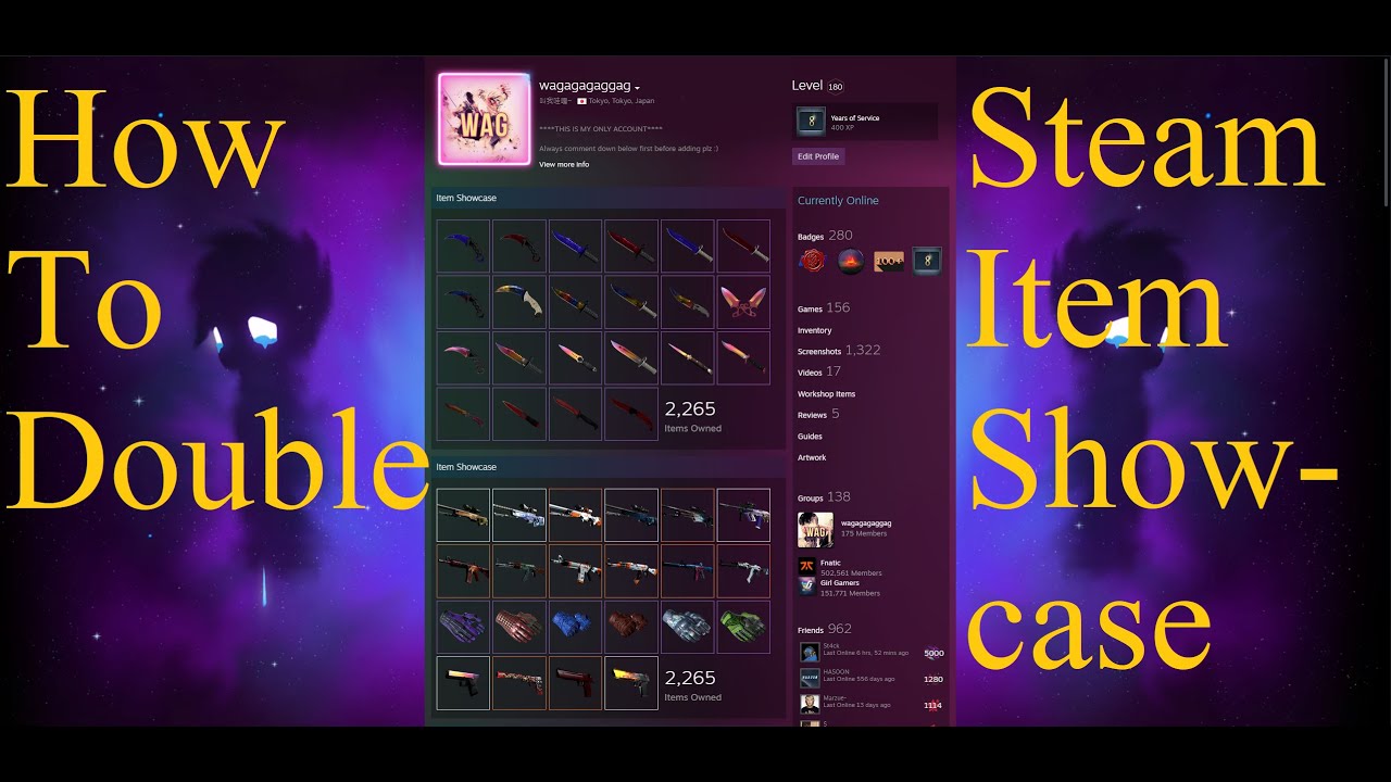How to INCREASE steam item showcase slots (From 10 to 44)