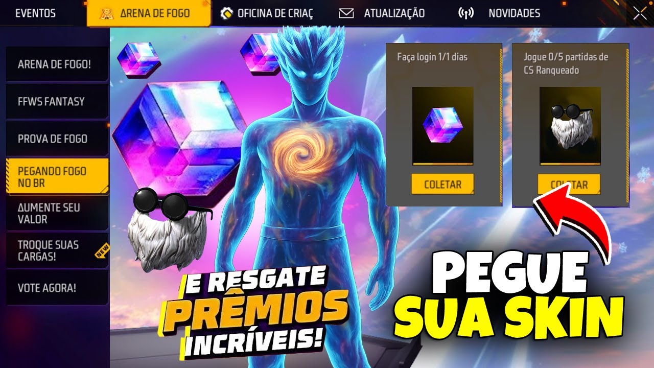 &Eacute; AMANH&Atilde;!! SKINS GR&Aacute;TIS DE NATAL🔥 CUBO M&Aacute;GICO, TROCA NICK E BARBINHA DE VOLTA NO FREE FIRE
