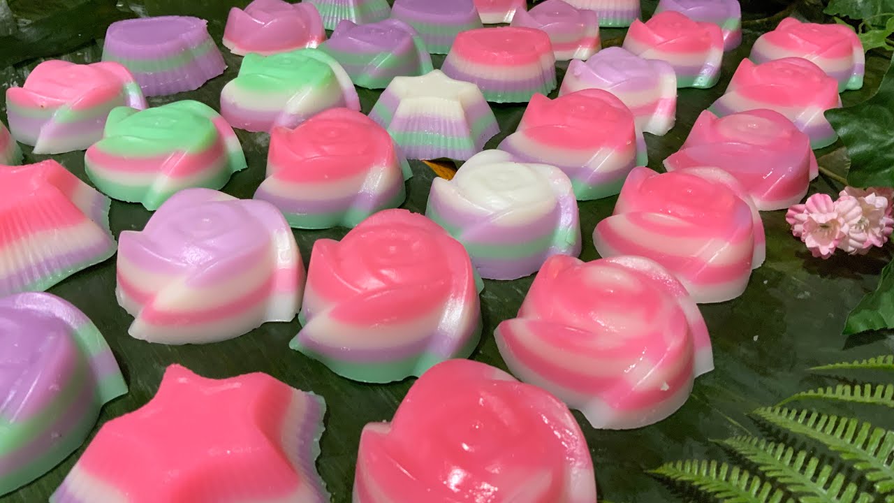 របៀបធ្វេីនំចាក់ចាន់/Layered Steamed Cake/Cambodian Dessert