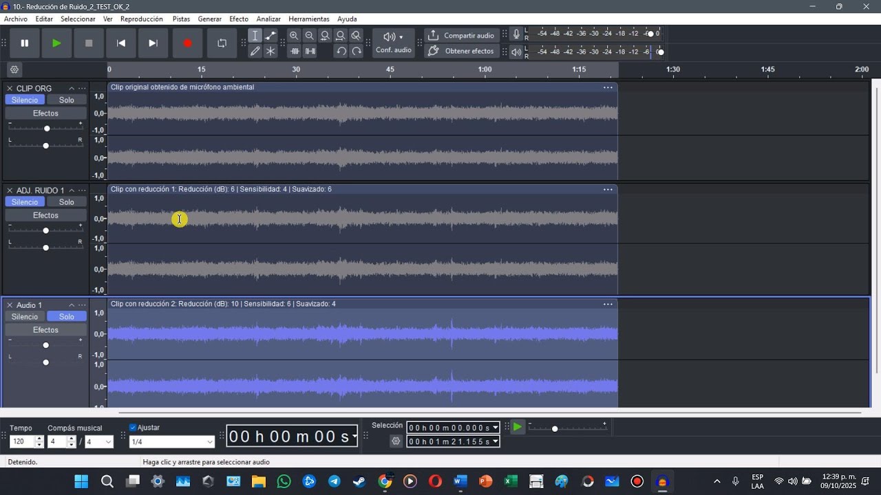 ITST - IADYEV - Uso básico de Audacity - Reducción de Ruído (Ambiente y Voz)