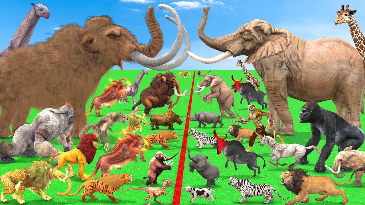 Prehistoric Mammals VS Modern Mammals Size Animal Epic Battle Animal Revolt Battle Simulator