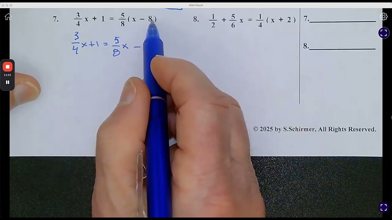 Algebra 1 Fractional Equations PWS