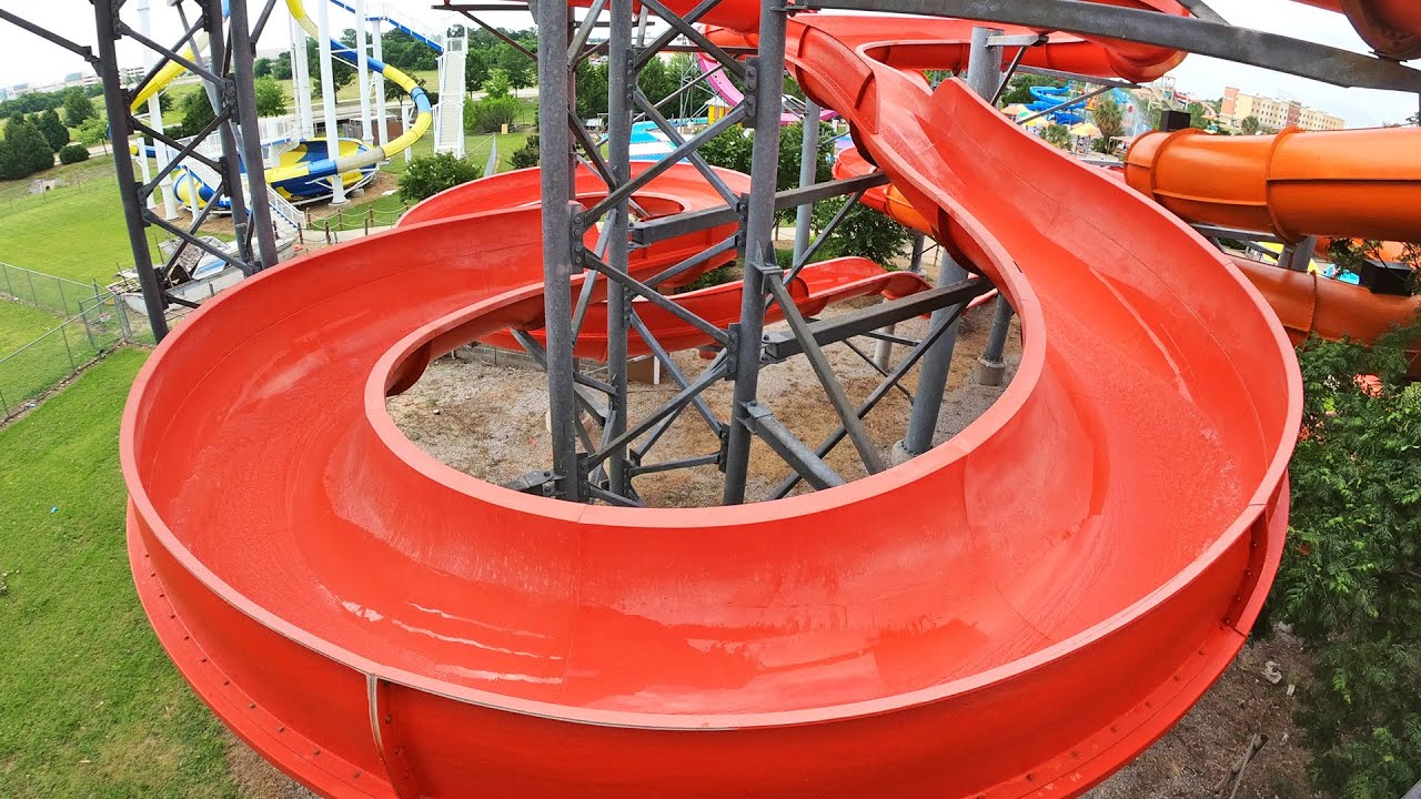 Red Inner Tube Slide at Hawaiian Falls The Colony, Texas