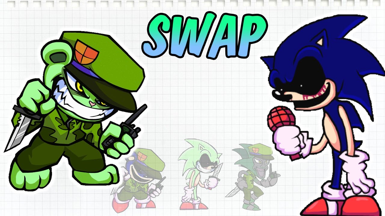 Swap FLippy + SONIC.exe Majin [ FNF Swapping Drawing ]