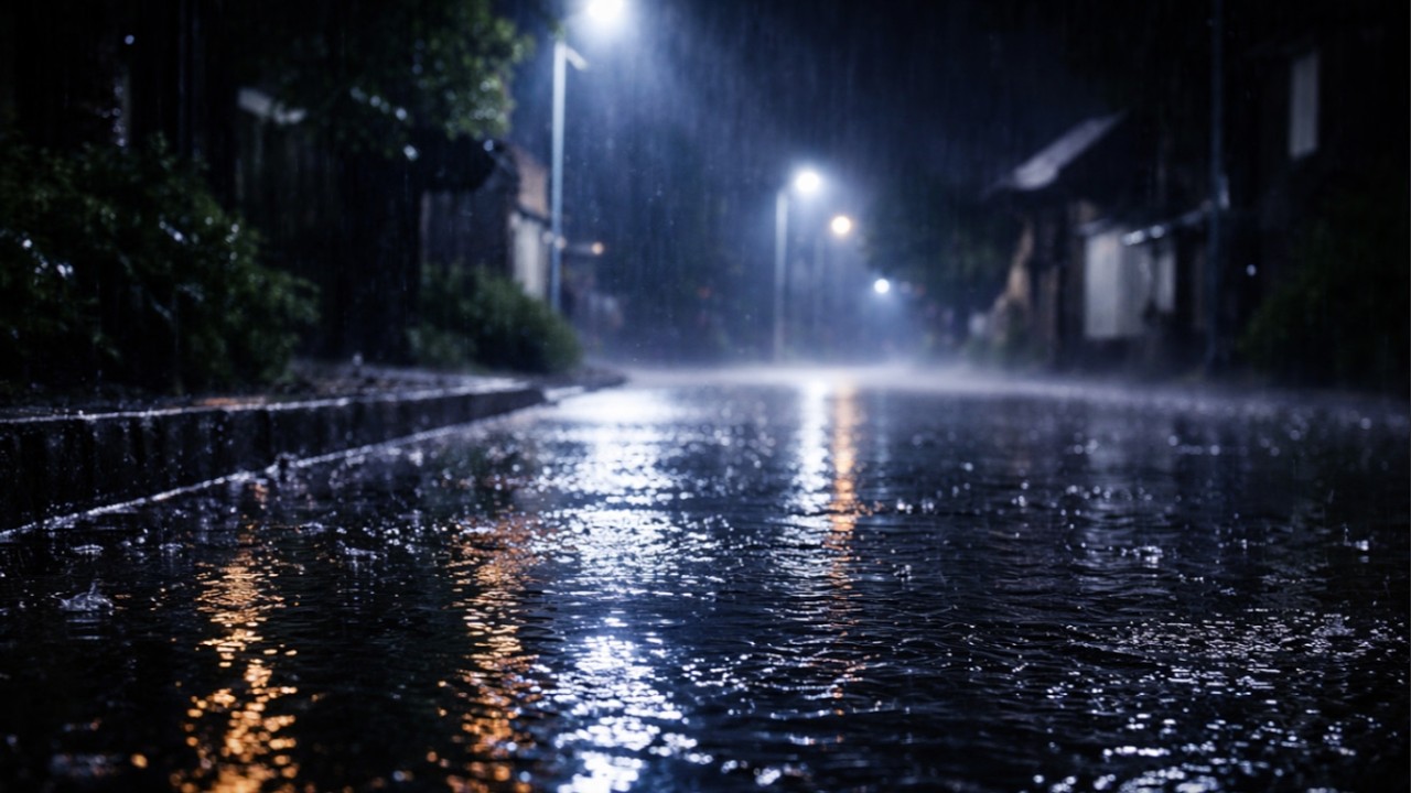 🔴 LIVE Rain Falling on Street 🌧️ Real Night Ambience