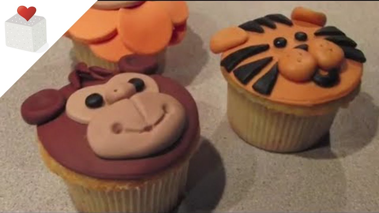 Cómo hacer Cupcakes Animales de la Selva (león, mono y tigre ) | Cupcakes por Azúcar con Amor