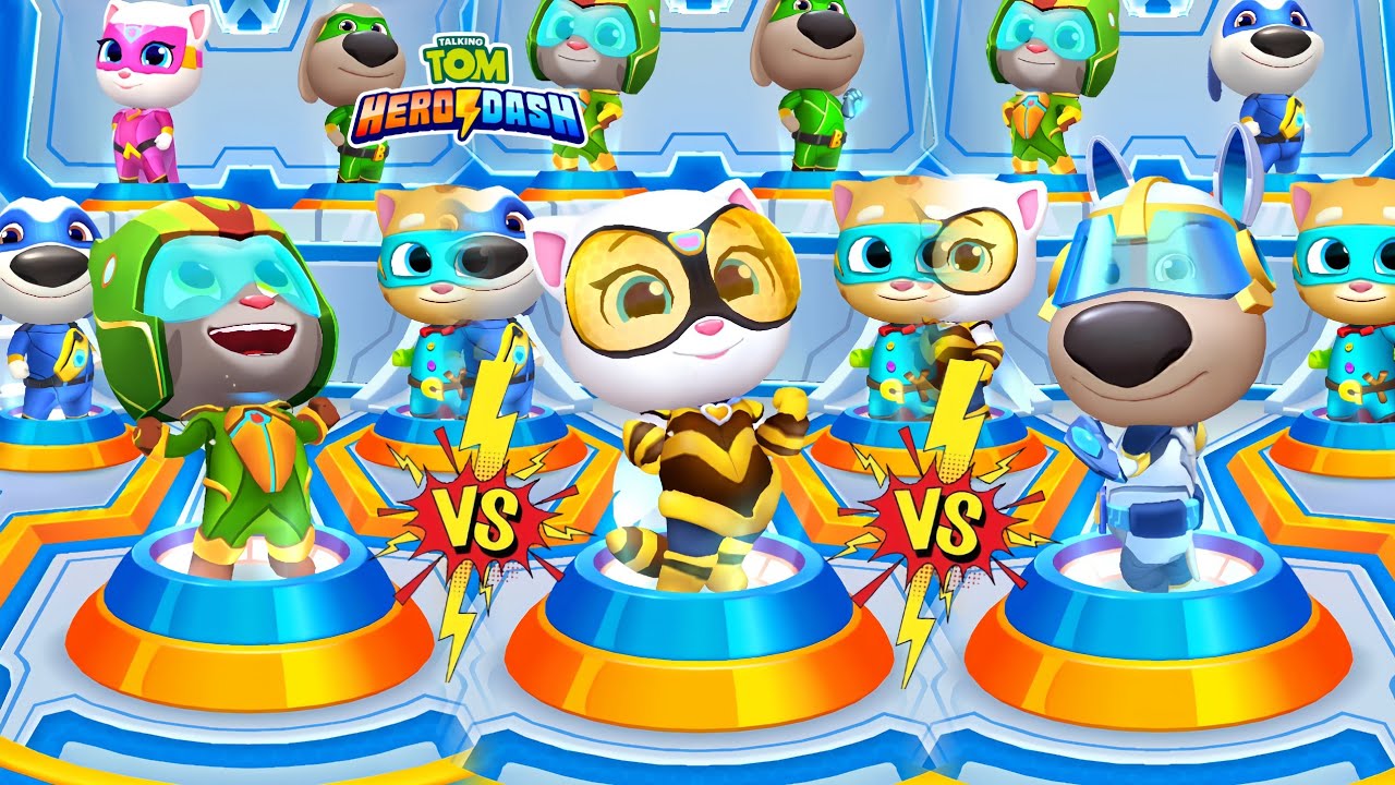 Talking Tom Hero Dash Planet Power Tom Vs Queenbea Angela Vs Rabbit Ben Android iOS Gameplay