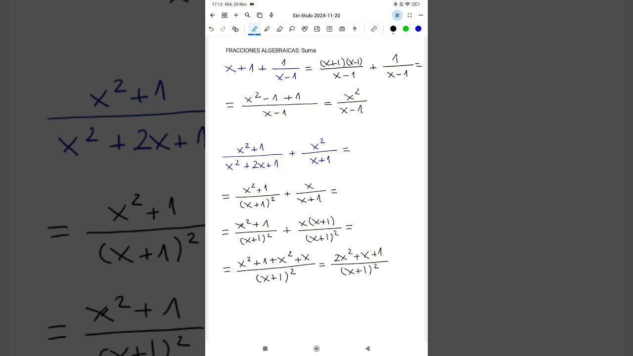 Fracciones algebraicas (Operaciones)