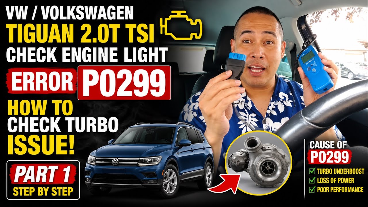 VW/Volkswagen Tiguan 2.0T TSI Check Engine, ошибка P0299. Как проверить турбокомпрессор, часть 1