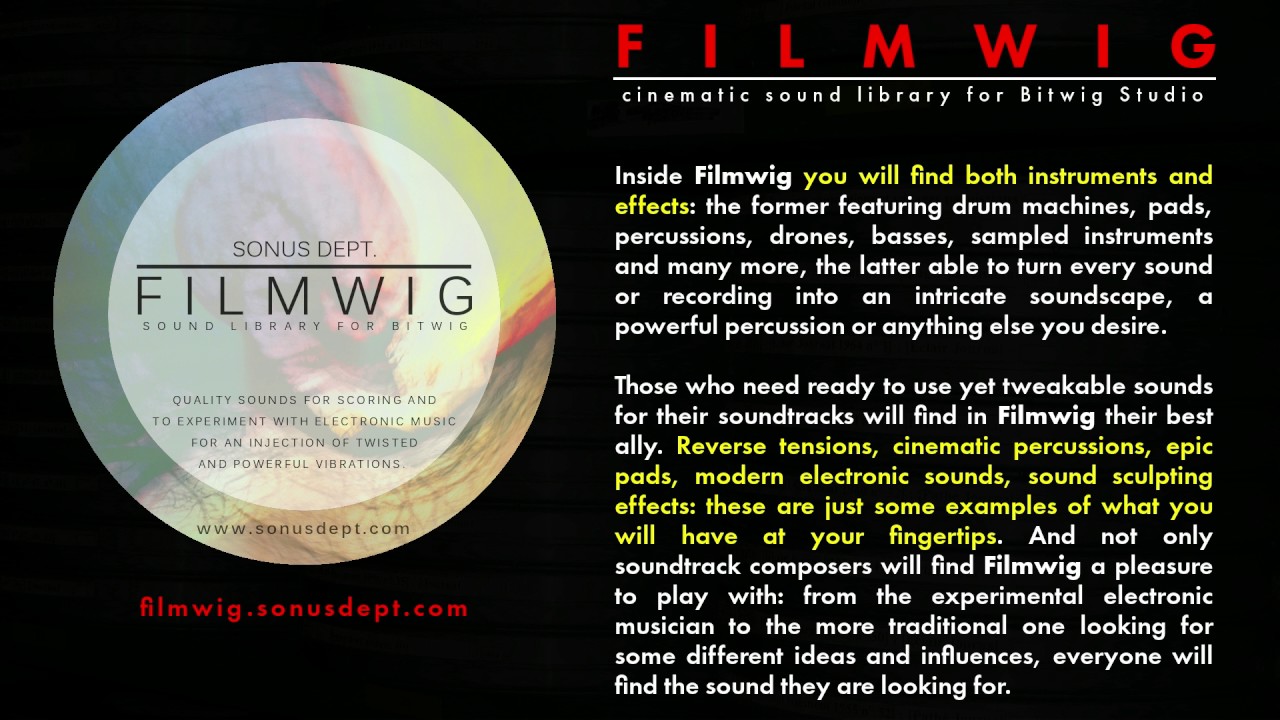 Filmwig | sound library for Bitwig Studio