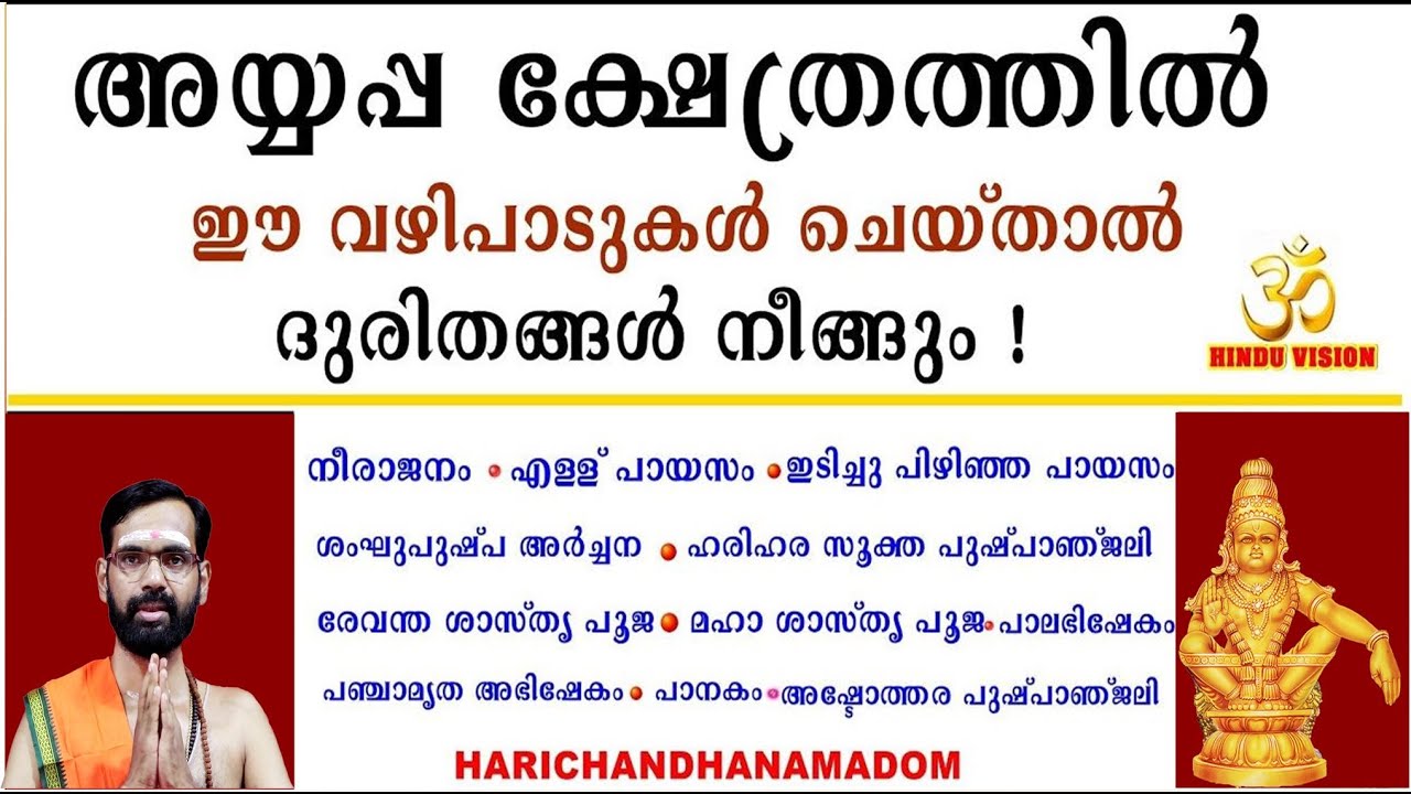 അയ്യപ്പ ക്ഷേത്രത്തിൽ ഈ വഴിപാടുകൾ ചെയ്താൽ ദുരിതങ്ങൾ നീങ്ങും ! AYYAPPA TEMPLE VAZHIPADU ! SABARIMALA