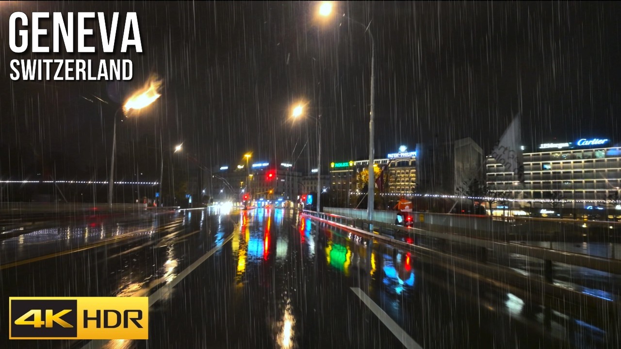 Rainy Night Drive in Geneva | Driving Tour [4K60 HDR]