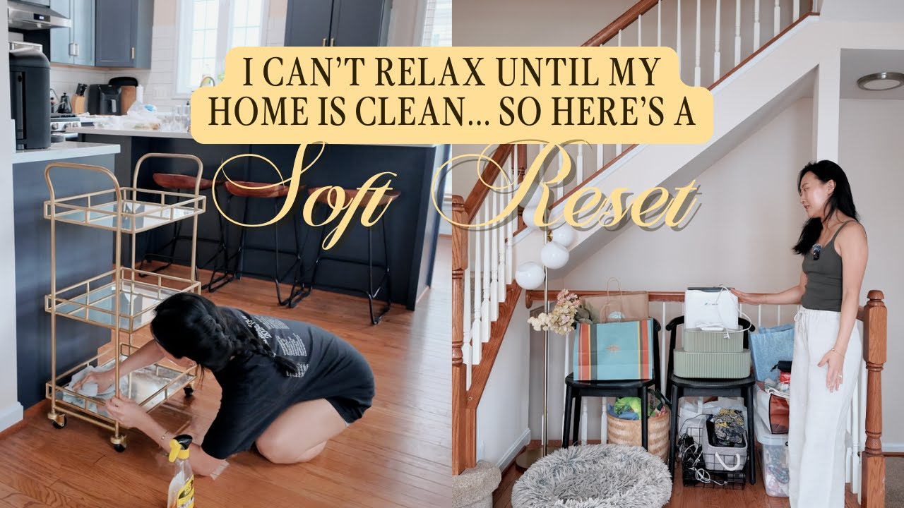 SOFT HOME RESET 🫧 Declutter & reorganize with me (my kitchen, catch all corner, etc.) + a lil 🍸