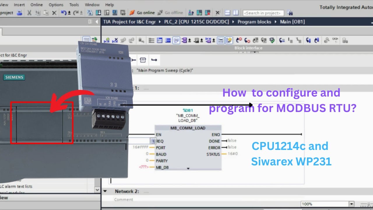 TIA: чтение данных Modbus RTU I CPU 1214C I WP231