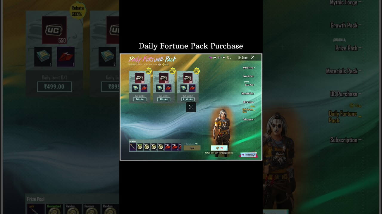 Daily Fortune Pack Purchase #bgmi #shorts
