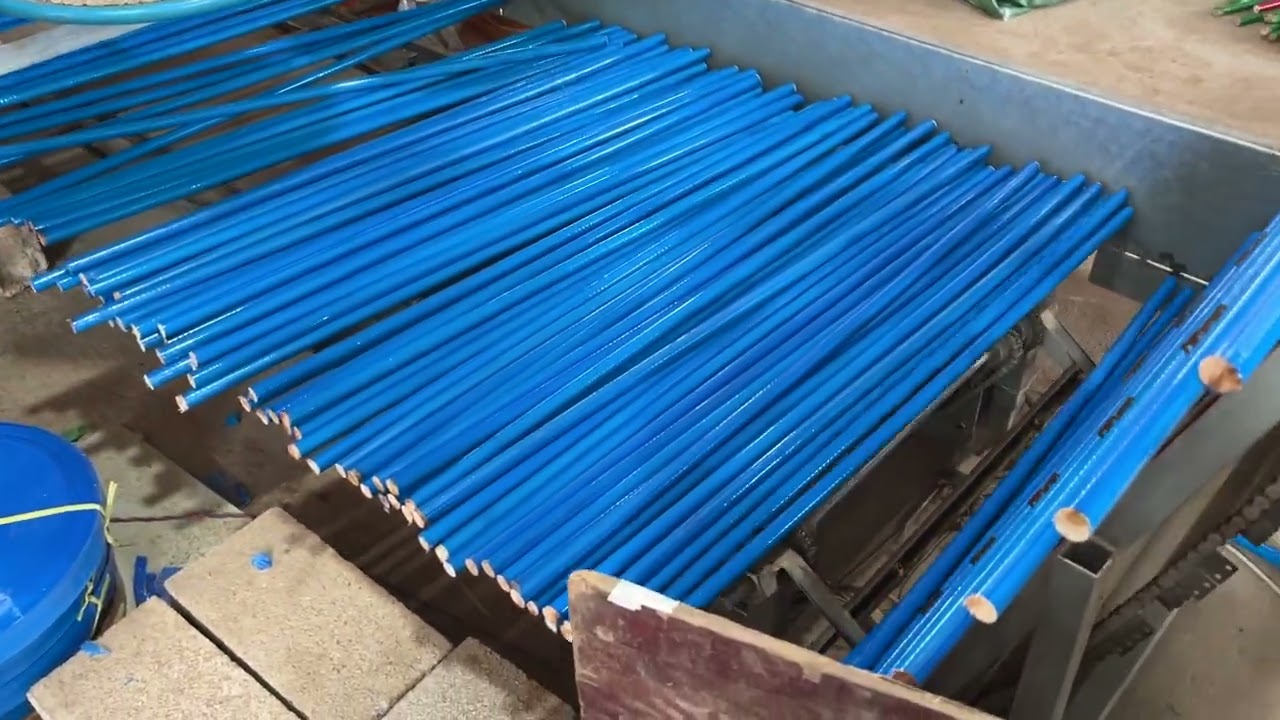 Wooden Broom Handle in Production