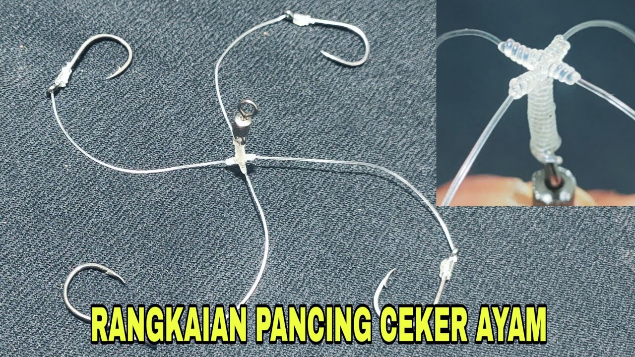 Cara membuat rangkaian pancing bercabang | 4 mata kail