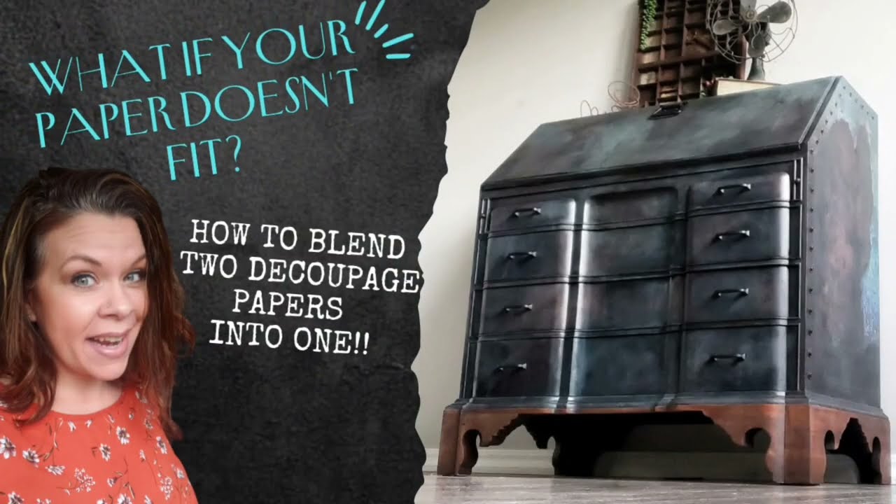 How to Blend Decoupage on Oversized Furniture  | Industrial Metal Finish Desk