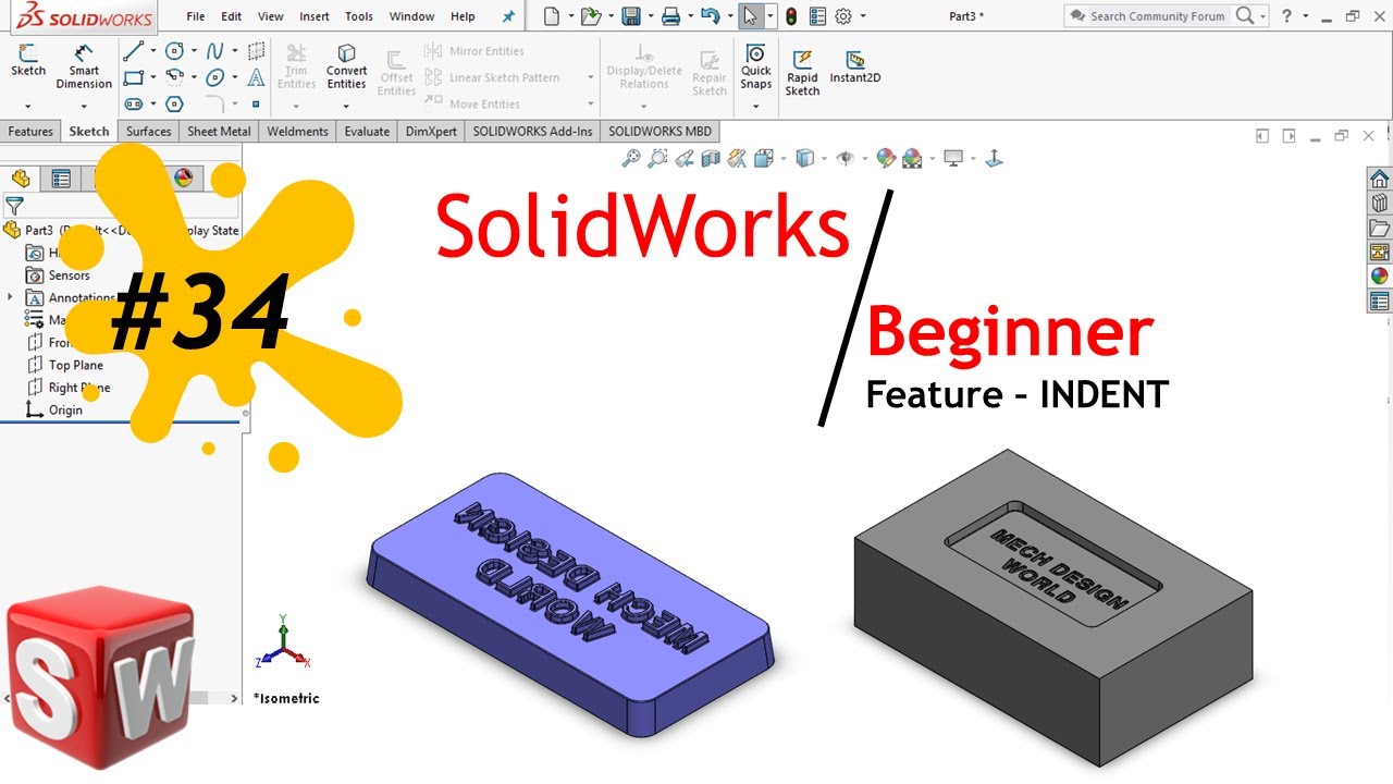 SolidWorks | 34 | Beginner | Indent